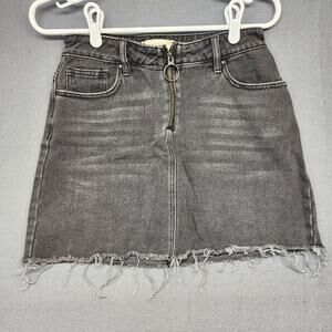 Pacsun Jean Skirt Women 26 Black Denim Mini Raw Hem